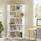 Wood 6-Shelf Corner L-Shaped Bookcase Organizer with Industrial Design